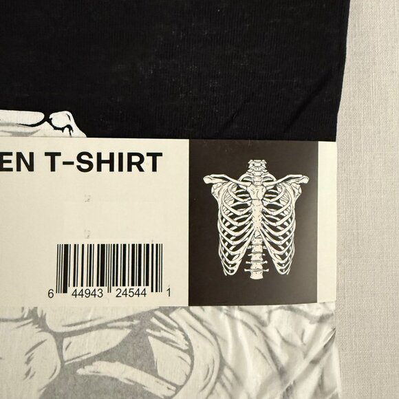 Halloween Skeleton T Shirt Size XL Black White Ribcage Graphic Tee Costume - Picture 5 of 8